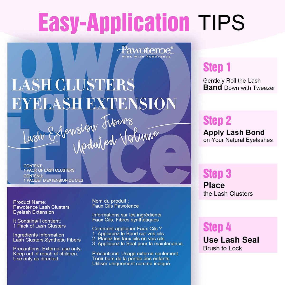 Pawotence Lash Clusters packaging details