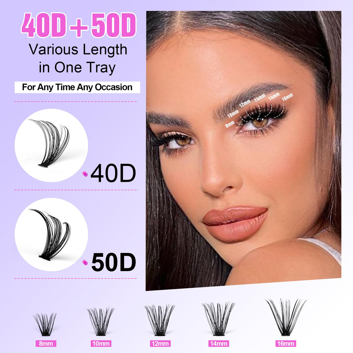 Pawotence Lash Clusters packaging with 8-16mm individual lashes