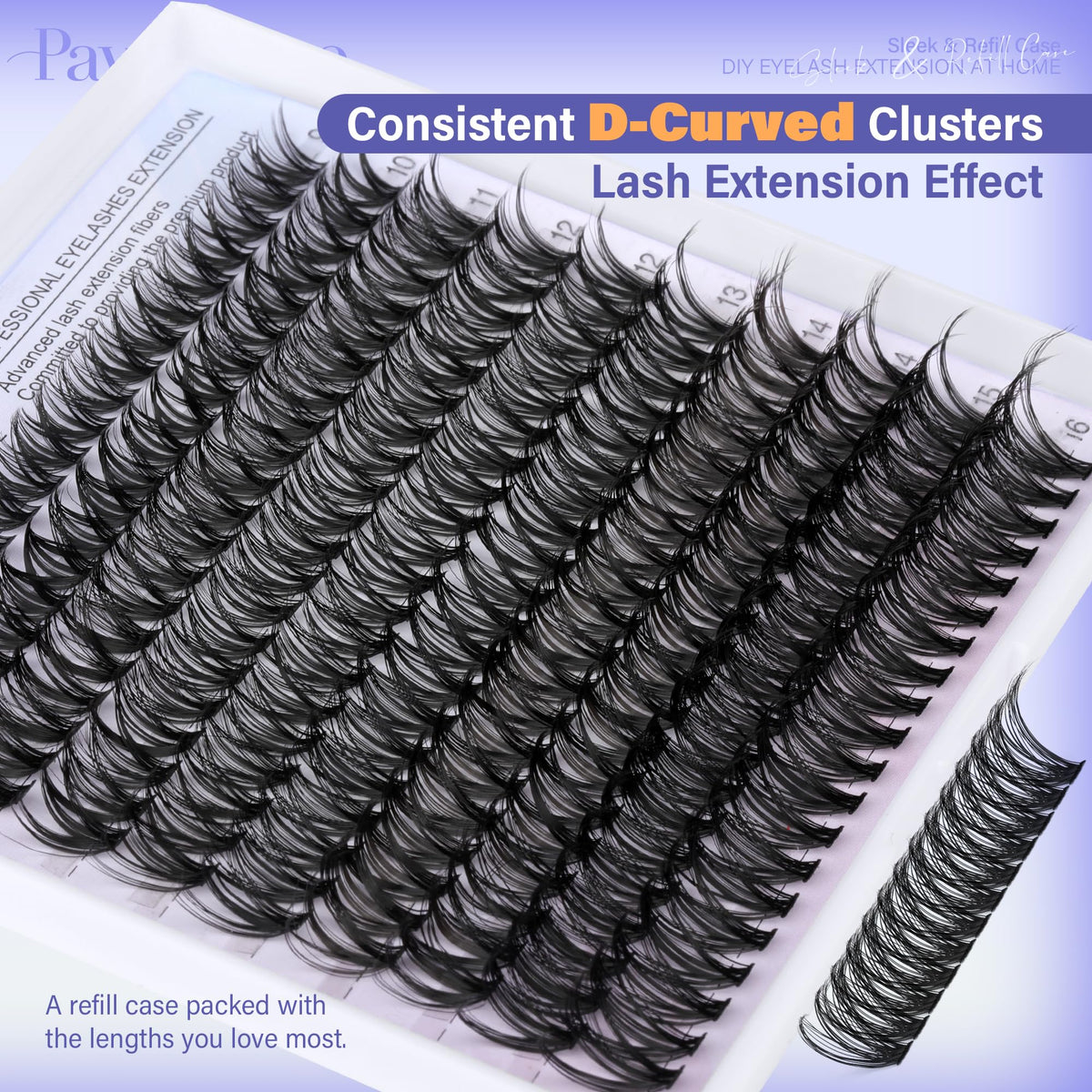 Pawotence Lash Clusters showing different lash styles