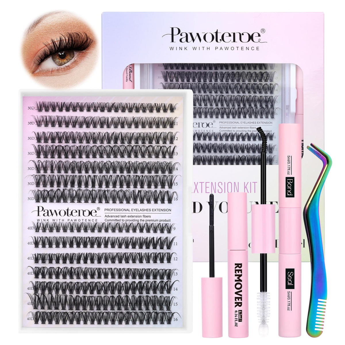 Pawotence Lash Extension Kit 280pcs with applicator and remover