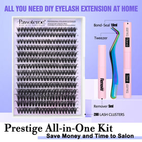 Pawotence Lash Extension Kit components including lash bond and tweezers
