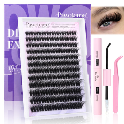 Pawotence Lash Extension Kit with 240pcs Mink Cluster Lashes