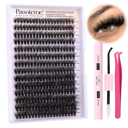 Pawotence Lash Extension Kit with 280 cluster lashes and applicator