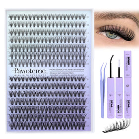 Pawotence Lash Extension Kit with detailed view of lash clusters