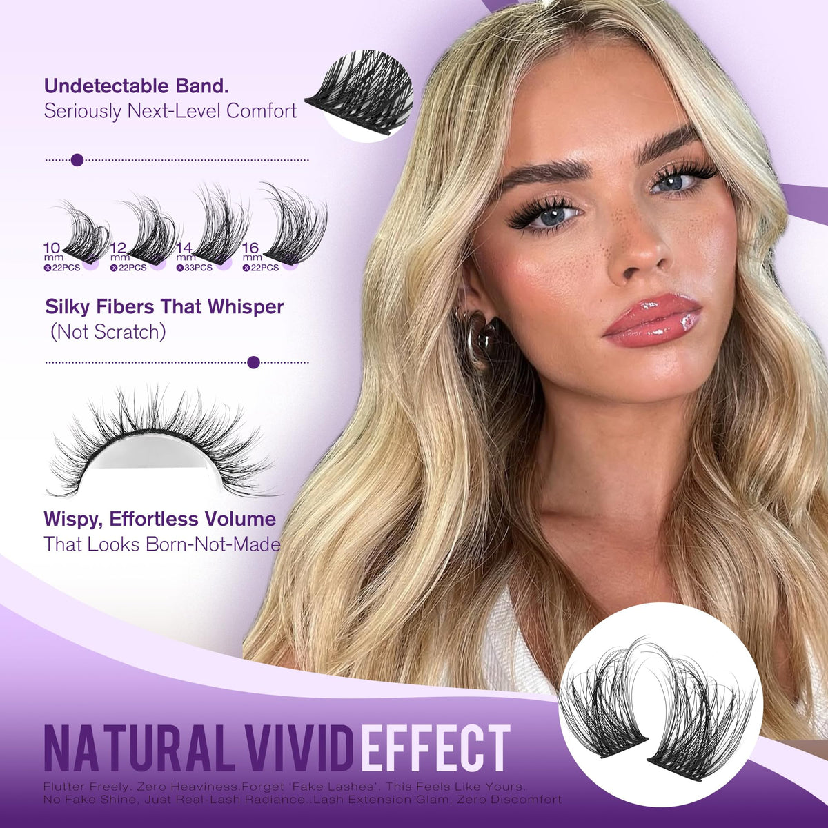 Pawotence Natural Lash Clusters side view