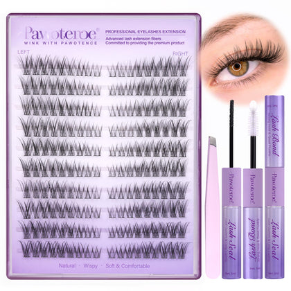 Pawotence Wispy Lash Clusters Kit front view with 180pcs