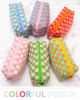 PAZIMIIK Checkered Makeup Bag back view