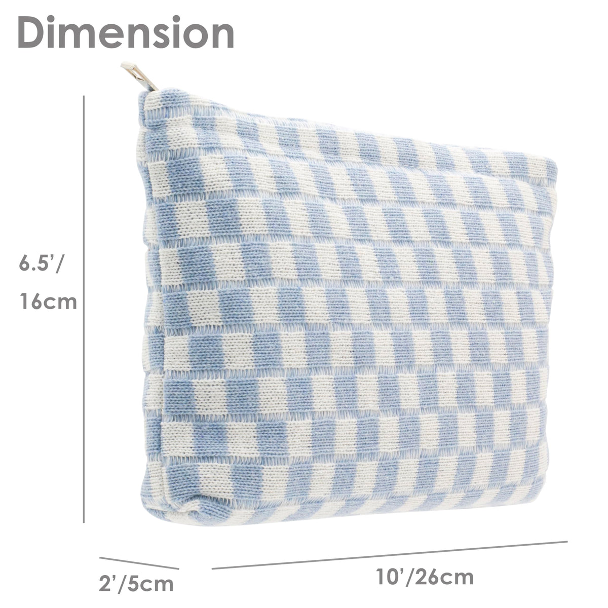 PAZIMIIK Checkered Makeup Bag blue with zipper detail
