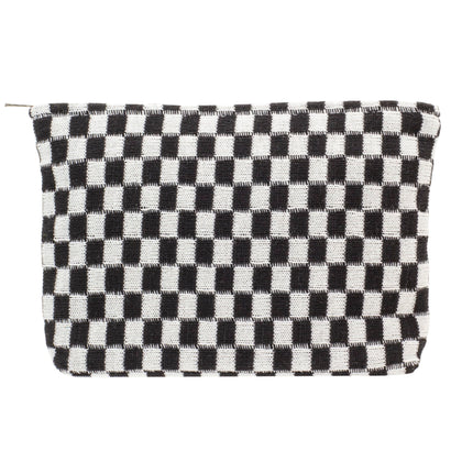 PAZIMIIK Checkered Makeup Bag front view in black