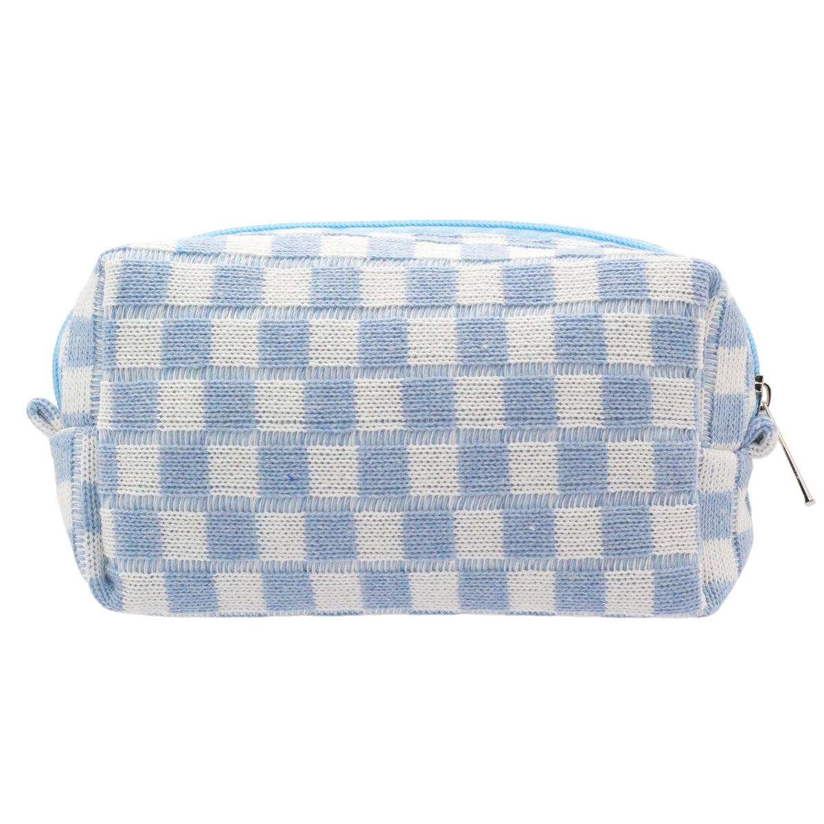 PAZIMIIK Checkered Makeup Bag front view in blue