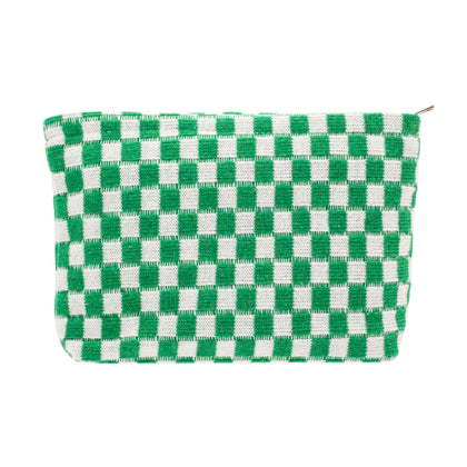 PAZIMIIK Checkered Makeup Bag front view in green