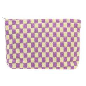 PAZIMIIK Checkered Makeup Bag front view in purple