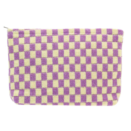 PAZIMIIK Checkered Makeup Bag front view in purple