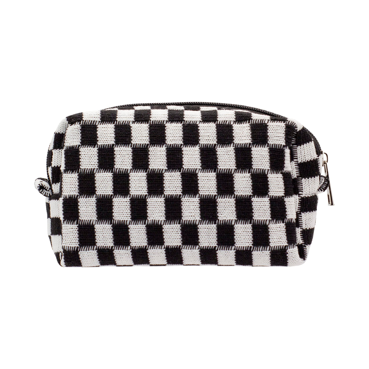 PAZIMIIK Checkered Makeup Bag front view with zipper