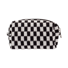 PAZIMIIK Checkered Makeup Bag front view with zipper