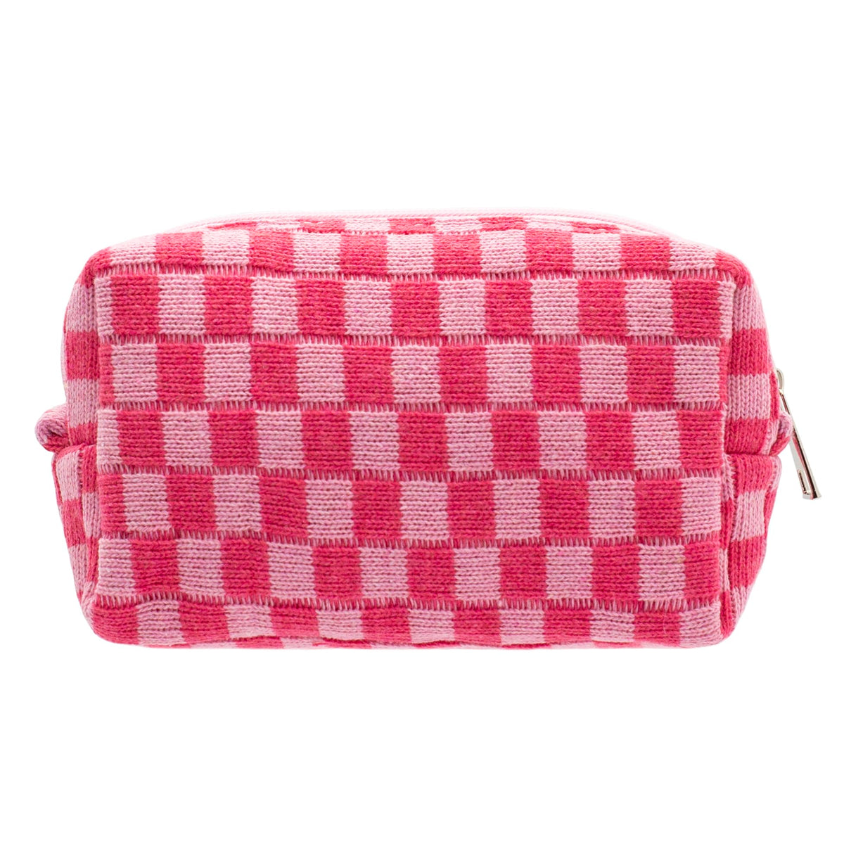 PAZIMIIK Checkered Makeup Bag hotpink front view