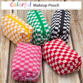 PAZIMIIK Checkered Makeup Bag hotpink lifestyle scene