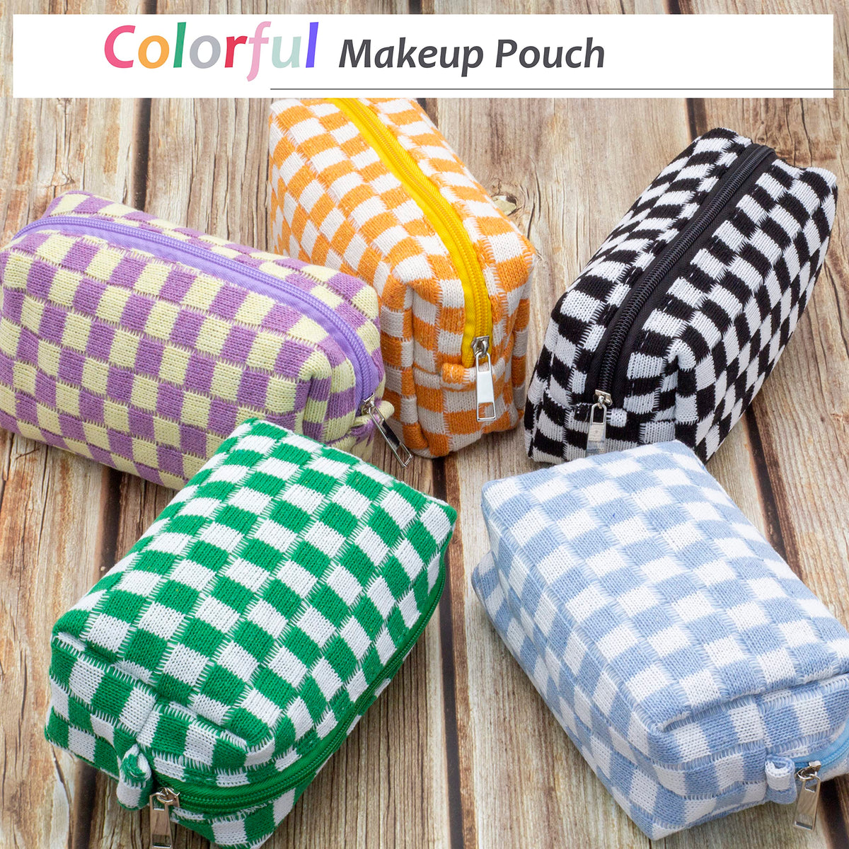 PAZIMIIK Checkered Makeup Bag in a purse for travel