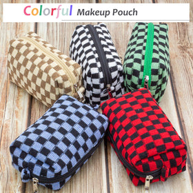 PAZIMIIK Checkered Makeup Bag in a purse for travel