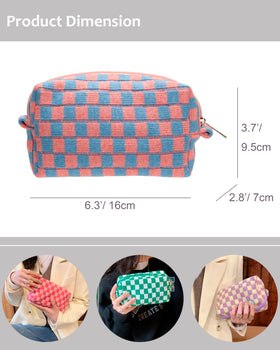PAZIMIIK Checkered Makeup Bag in a stylish handbag