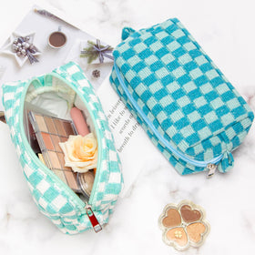 PAZIMIIK Checkered Makeup Bag in a stylish purse