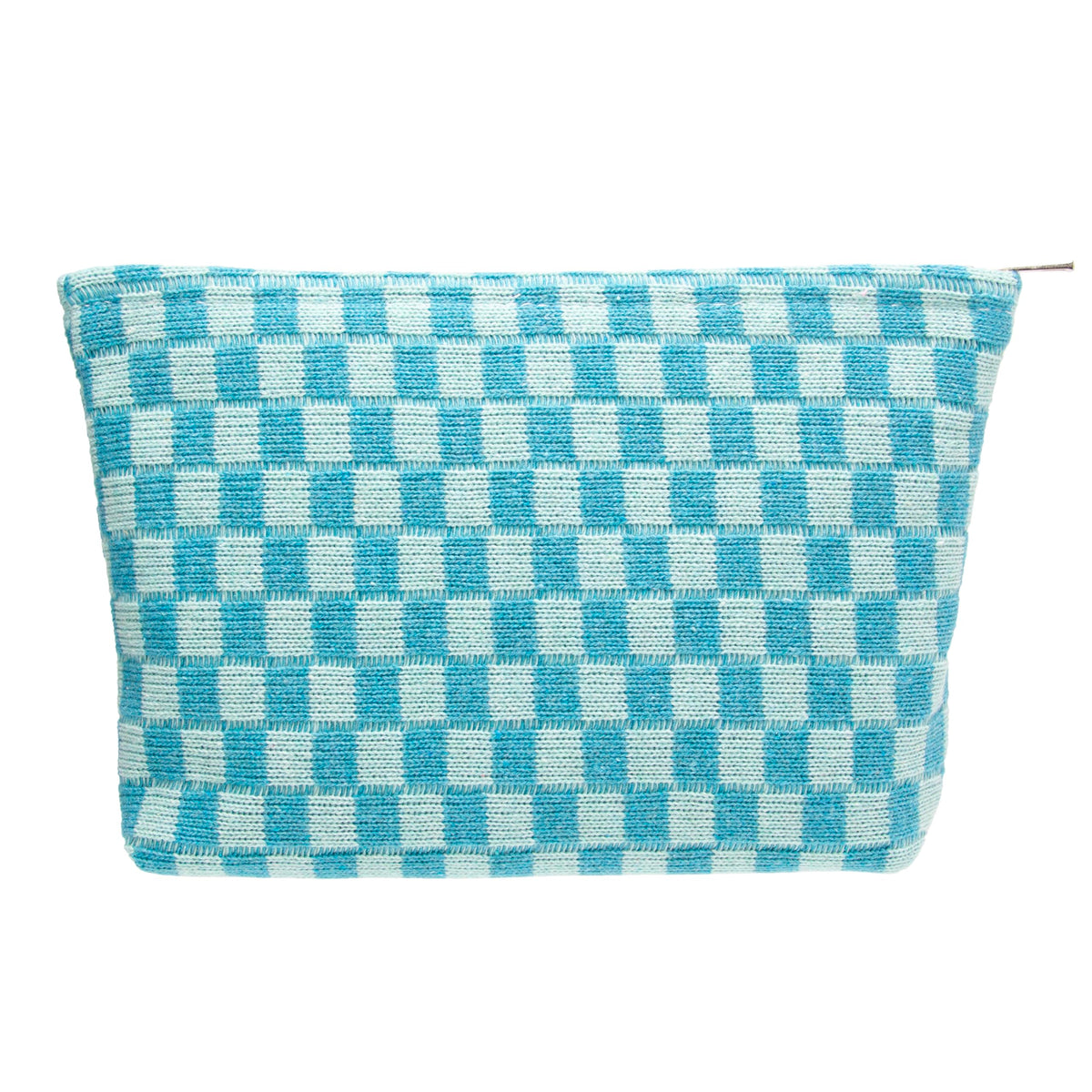 PAZIMIIK Checkered Makeup Bag Lake Blue front view