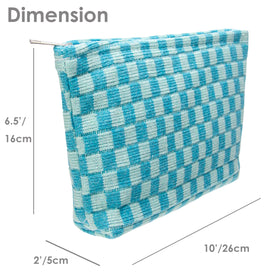 PAZIMIIK Checkered Makeup Bag Lake Blue lifestyle scene