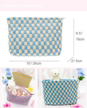 PAZIMIIK Checkered Makeup Bag lifestyle scene on a table