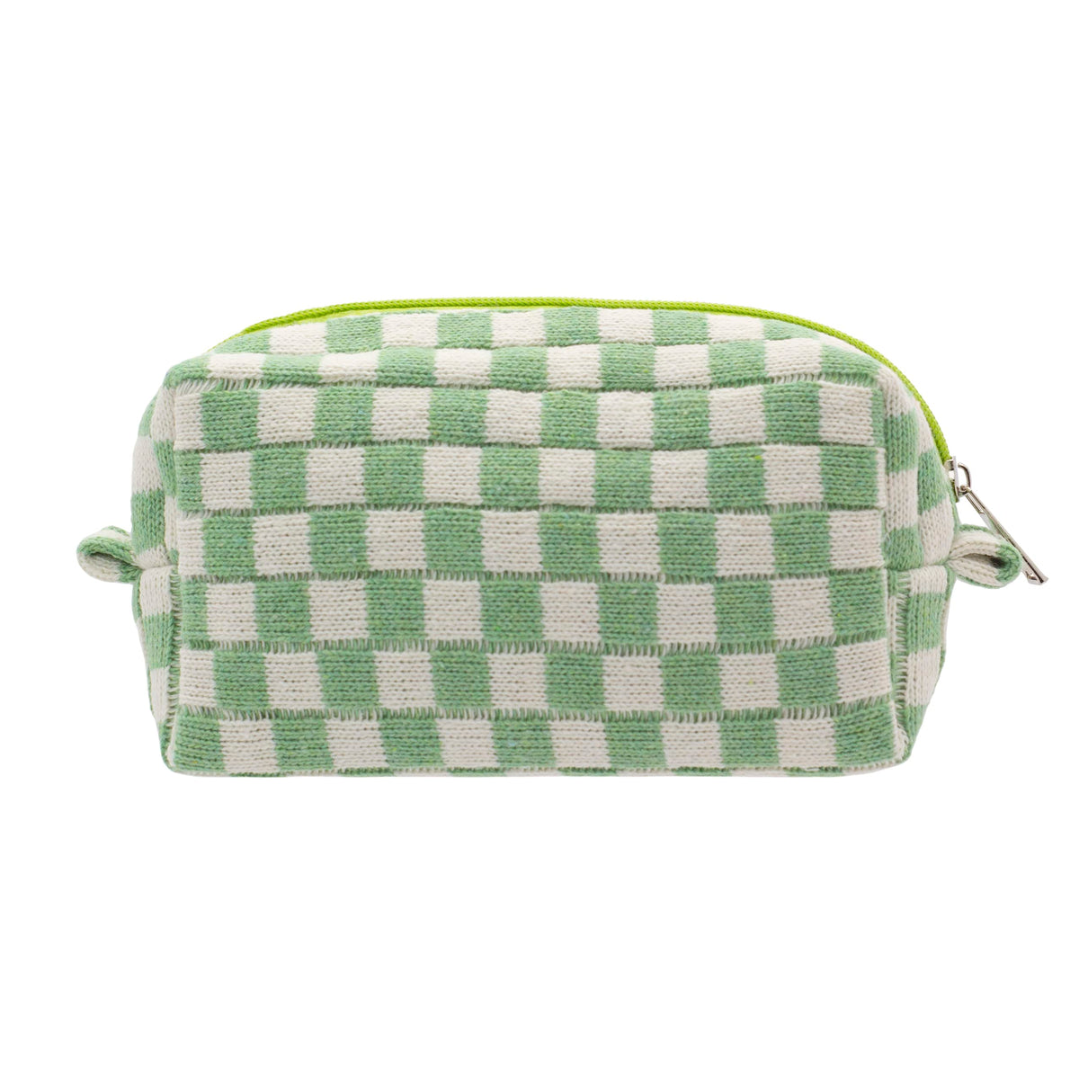 PAZIMIIK Checkered Makeup Bag light green front view