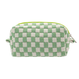 PAZIMIIK Checkered Makeup Bag light green front view