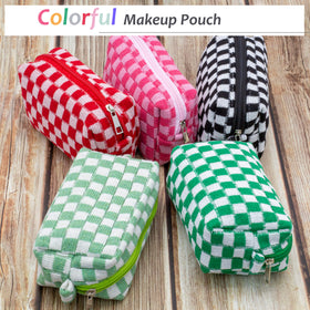PAZIMIIK Checkered Makeup Bag light green lifestyle scene