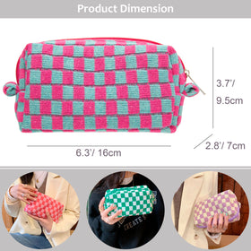 PAZIMIIK Checkered Makeup Bag showing soft knit texture