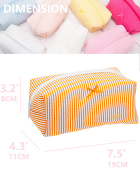 PAZIMIIK Cozy Makeup Bag 6 Pack Stripe Orange floral pattern