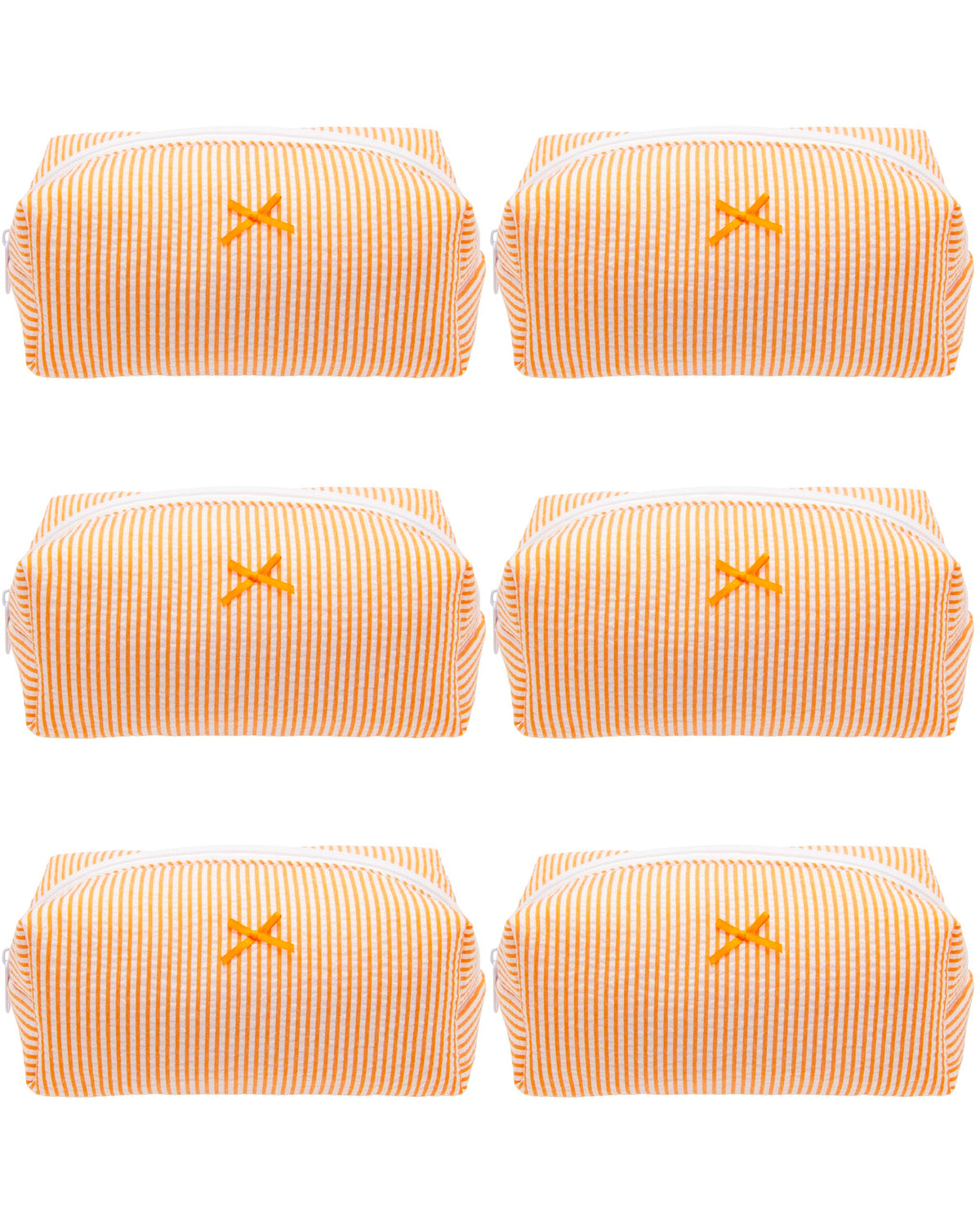 PAZIMIIK Cozy Makeup Bag 6 Pack Stripe Orange front view