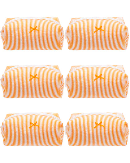 PAZIMIIK Cozy Makeup Bag 6 Pack Stripe Orange front view