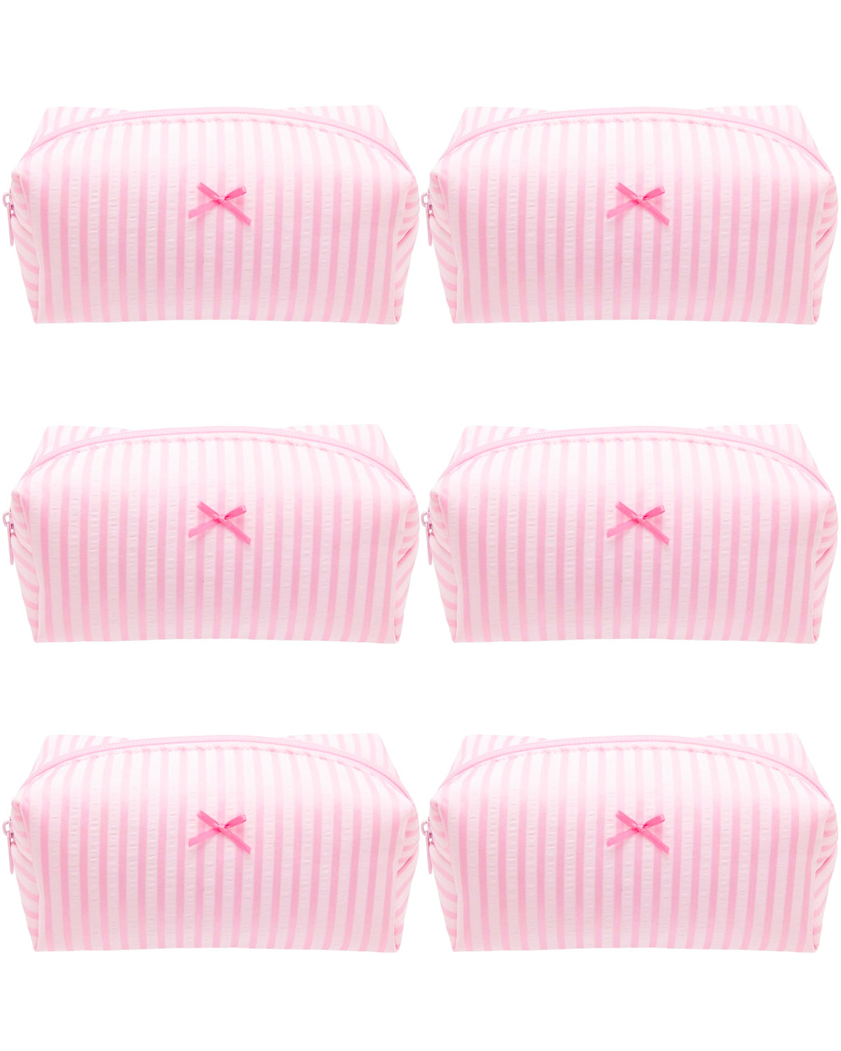 PAZIMIIK Cozy Makeup Bag cute pink stripe front view