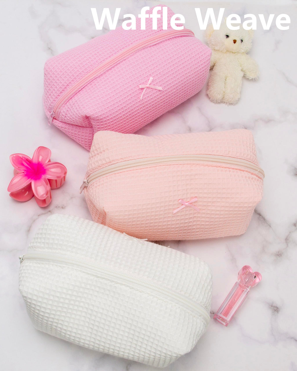 PAZIMIIK Cozy Makeup Bag displayed on a vanity