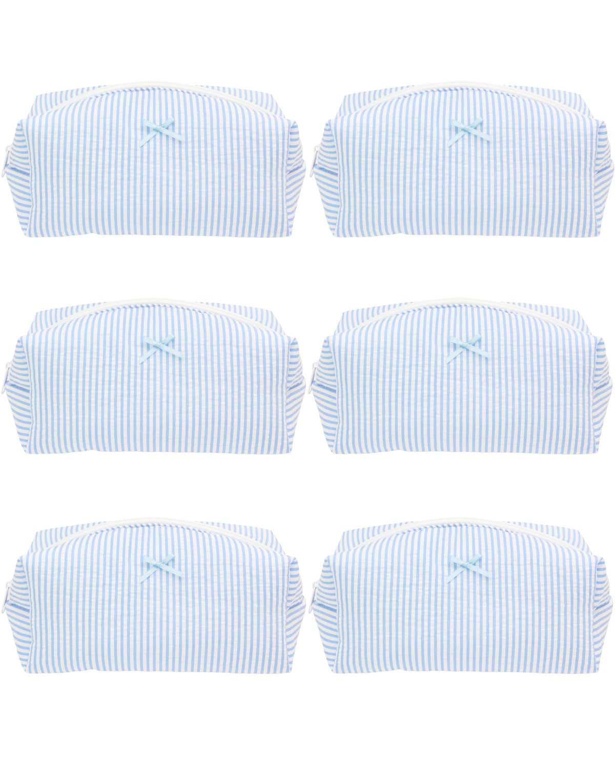 PAZIMIIK Cozy Makeup Bag front view in stripe blue
