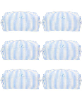PAZIMIIK Cozy Makeup Bag front view in stripe blue