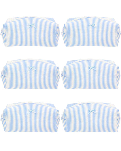 PAZIMIIK Cozy Makeup Bag front view in stripe blue
