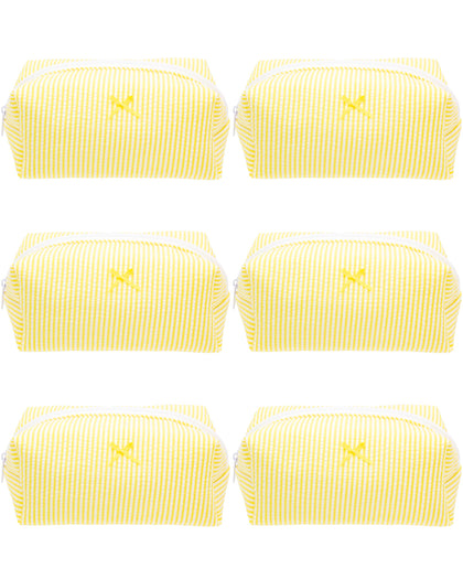 PAZIMIIK Cozy Makeup Bag front view in stripe yellow