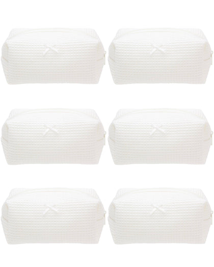 PAZIMIIK Cozy Makeup Bag front view in waffle cream white