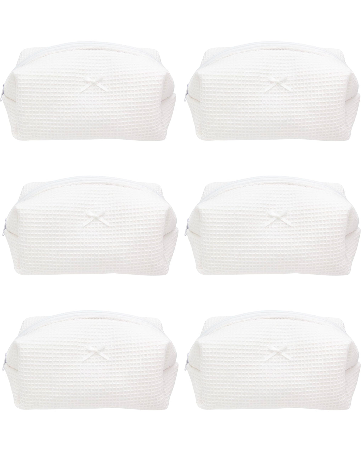 PAZIMIIK Cozy Makeup Bag front view in waffle white