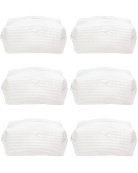 PAZIMIIK Cozy Makeup Bag front view in waffle white