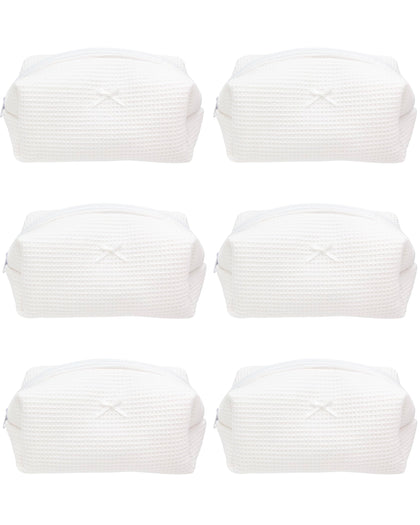 PAZIMIIK Cozy Makeup Bag front view in waffle white