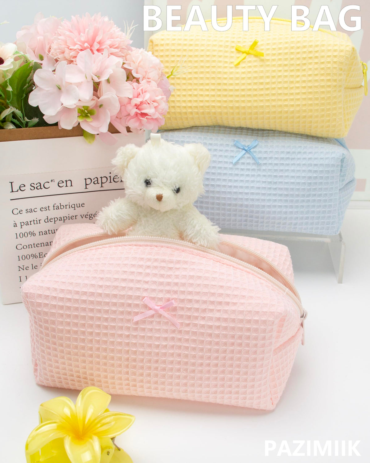 PAZIMIIK Cozy Makeup Bag in use during travel