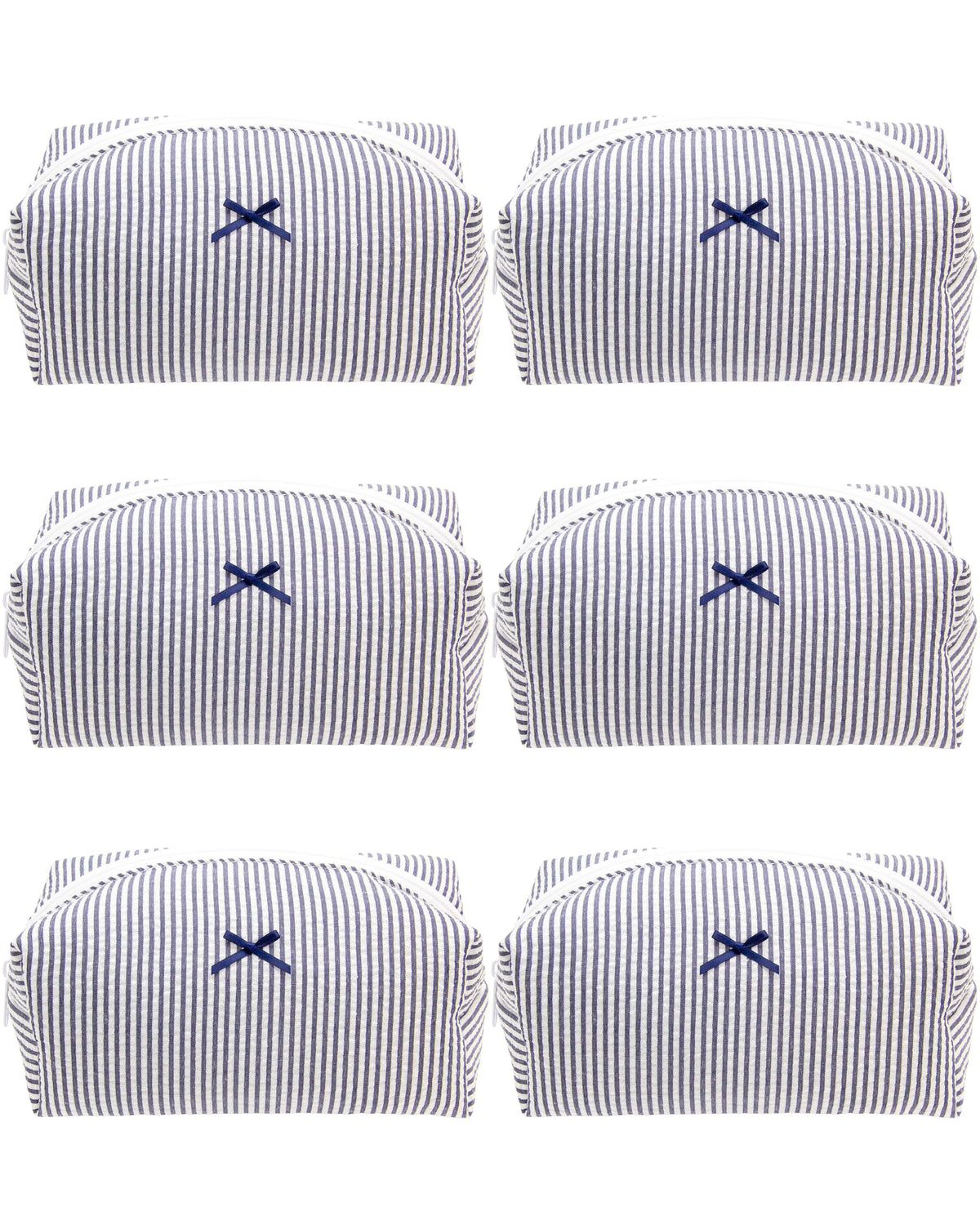 PAZIMIIK Cozy Makeup Bag navy blue stripe front view