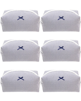 PAZIMIIK Cozy Makeup Bag navy blue stripe front view