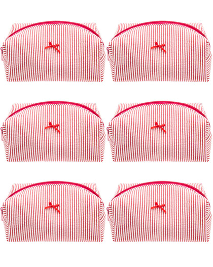 PAZIMIIK Cozy Makeup Bag red stripe front view
