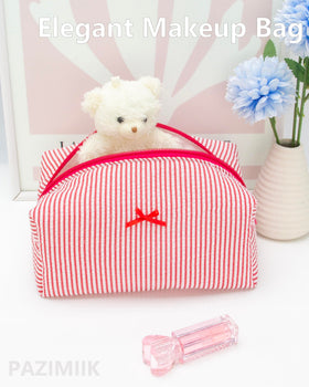 PAZIMIIK Cozy Makeup Bag red stripe interior